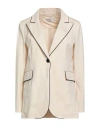 Aspesi Woman Blazer Beige Size 10 Cotton, Elastane In Neutral