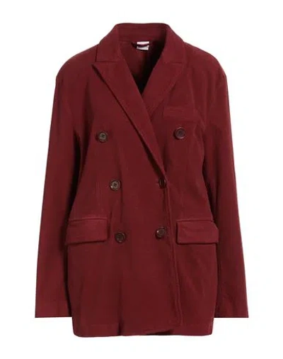 Aspesi Woman Blazer Burgundy Size 8 Cotton, Elastane