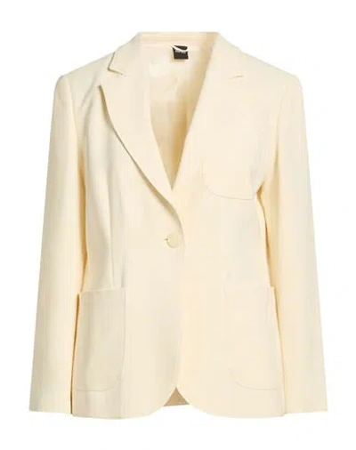Aspesi Woman Blazer Ivory Size 10 Triacetate, Polyester In Neutral
