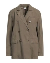 Aspesi Woman Blazer Khaki Size 8 Cotton In Beige