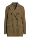 Aspesi Woman Blazer Military Green Size 10 Cotton