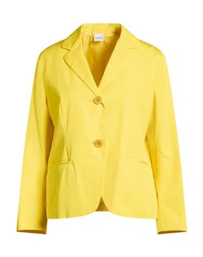 Aspesi Woman Blazer Yellow Size 8 Cotton