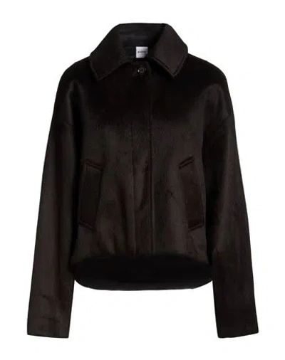 Aspesi Woman Coat Black Size L Acrylic, Viscose, Polyester In Brown