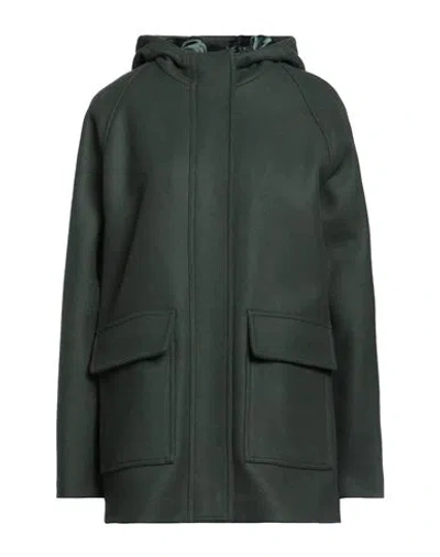 Aspesi Woman Coat Dark Green Size 8 Virgin Wool, Polyamide, Cashmere