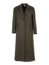 Aspesi Mid-length Tailored Coat With Structured Collar In Green