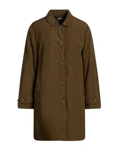 Aspesi Woman Coat Military Green Size L Polyester, Polyamide In Brown