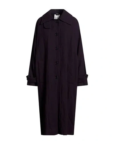 Aspesi Woman Coat Navy Size M Wool, Metal Fiber In Blue