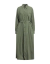 Aspesi Woman Maxi Dress Military Green Size 10 Cotton