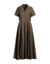 Aspesi Woman Maxi Dress Military Green Size 12 Cotton
