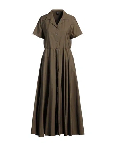 Aspesi Woman Maxi Dress Military Green Size 12 Cotton