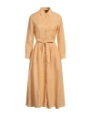 Aspesi Woman Midi Dress Apricot Size 2 Linen In Orange