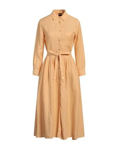 Aspesi Woman Midi Dress Apricot Size 2 Linen In Orange