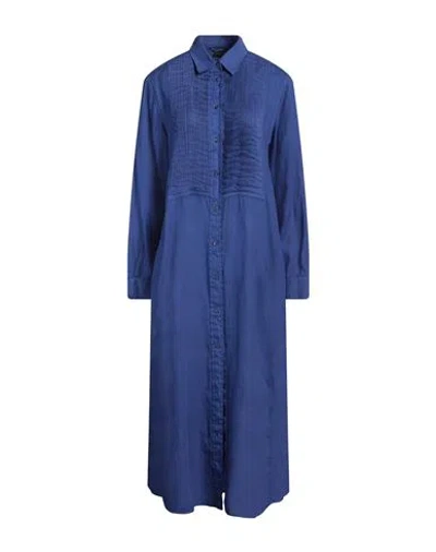 Aspesi Woman Midi Dress Blue Size 4 Linen In Blue