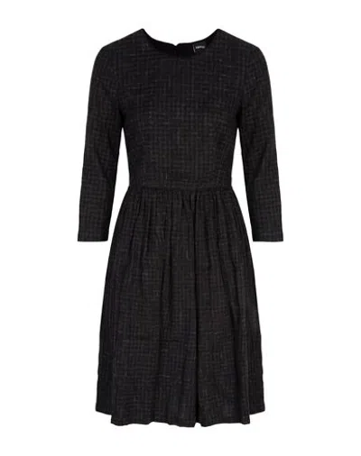 Aspesi Woman Midi Dress Charcoal Size 2 Virgin Wool, Linen In Black