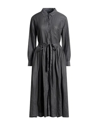 Aspesi Woman Midi Dress Dark Green Size 10 Linen In Gray