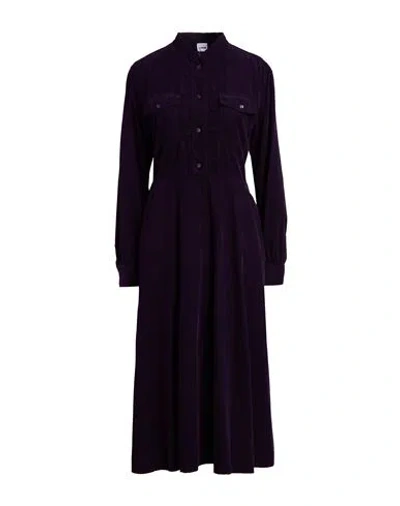 Aspesi Woman Midi Dress Dark Purple Size 6 Cotton