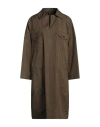 Aspesi Woman Midi Dress Military Green Size 8 Cotton