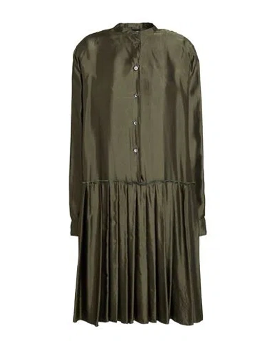Aspesi Woman Midi Dress Military Green Size 8 Viscose