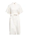 Aspesi Woman Midi Dress Off White Size 6 Cotton, Linen In Off White