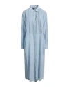 Aspesi Woman Midi Dress Sky Blue Size 12 Cotton