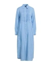 Aspesi Woman Midi Dress Sky Blue Size 2 Linen