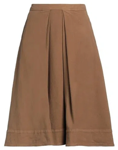 Aspesi Woman Midi Skirt Camel Size 4 Cotton, Elastane In Beige