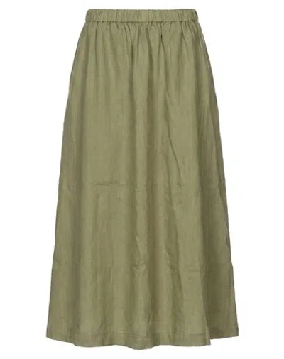 Aspesi Woman Midi Skirt Sage Green Size 6 Linen