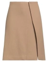 Aspesi Woman Mini Skirt Camel Size 8 Virgin Wool, Polyamide, Cotton