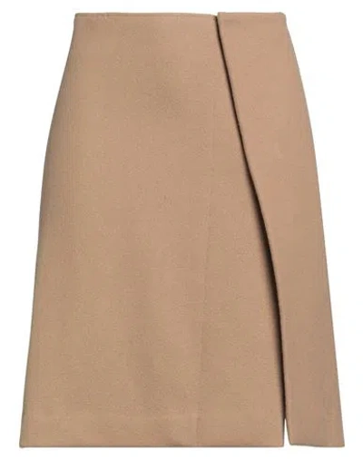 Aspesi Woman Mini Skirt Camel Size 8 Virgin Wool, Polyamide, Cotton