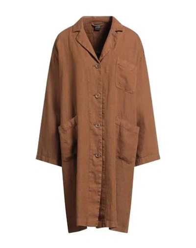 Aspesi Woman Overcoat & Trench Coat Brown Size 6 Linen In Brown
