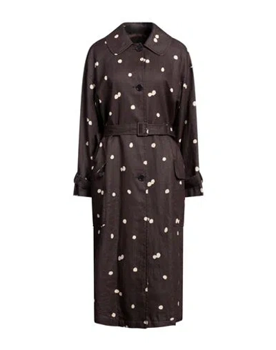 Aspesi Woman Overcoat Dark Brown Size 6 Linen