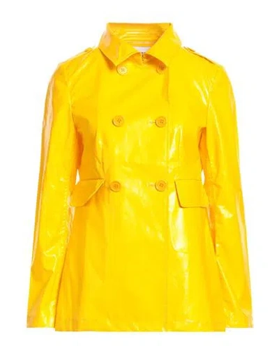 Aspesi Woman Overcoat & Trench Coat Yellow Size M Cotton, Polyurethane
