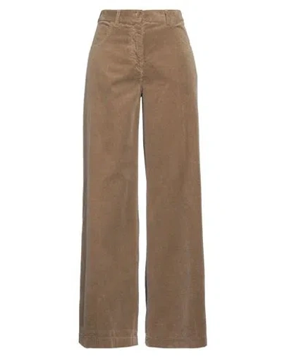 Aspesi Woman Pants Camel Size 0 Cotton In Brown