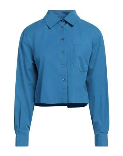 Aspesi Woman Shirt Azure Size 4 Cotton In Blue
