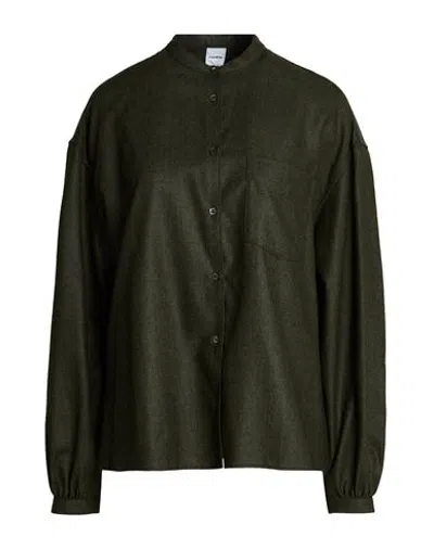 Aspesi Woman Shirt Dark Green Size 6 Virgin Wool, Acrylic, Polyamide, Cashmere In Black