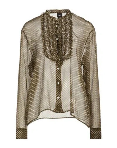 Aspesi Woman Shirt Dark Green Size 8 Silk In Brown