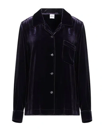 Aspesi Woman Shirt Dark Purple Size 8 Viscose, Silk