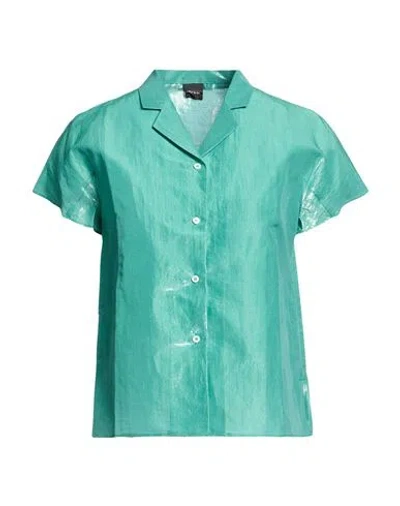 Aspesi Woman Shirt Green Size 2 Cotton, Silk, Polyester