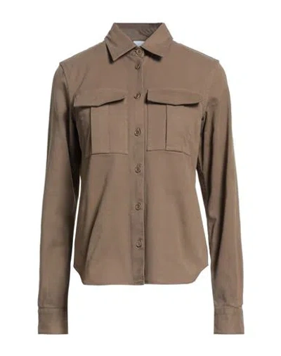 Aspesi Woman Shirt Khaki Size 2 Cotton, Elastane In Brown