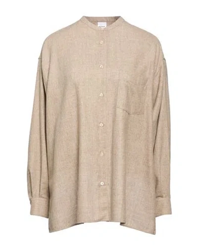 Aspesi Woman Shirt Khaki Size 4 Virgin Wool, Acrylic, Polyamide, Cashmere In Animal Print