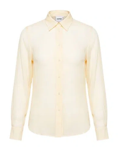 Aspesi Woman Shirt Pastel Yellow Size 8 Silk