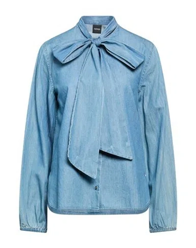 Aspesi Woman Shirt Slate Blue Size 4 Cotton