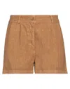 Aspesi Woman Shorts & Bermuda Shorts Camel Size 6 Linen In Beige
