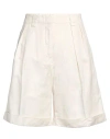 Aspesi Woman Shorts & Bermuda Shorts Cream Size 8 Cotton, Linen In White