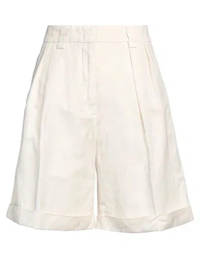 Aspesi Woman Shorts & Bermuda Shorts Cream Size 8 Cotton, Linen In White