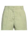 Aspesi Woman Shorts & Bermuda Shorts Sage Green Size 8 Linen In Sage Green