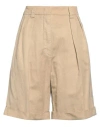 Aspesi Double-pleated Linen Blend Shorts In Beige