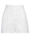 Aspesi Woman Shorts & Bermuda Shorts White Size 6 Cotton