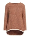 Aspesi Woman Sweater Camel Size 8 Polyester, Alpaca Wool, Cotton, Polyamide In Beige