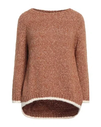 Aspesi Woman Sweater Camel Size 8 Polyester, Alpaca Wool, Cotton, Polyamide In Brown